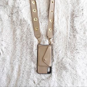 BANDOLIER iPhone X Tan Leather Phone Case Crossbody Wallet